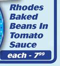 Rhodes Baked Beans In Tomato Sauce-Each