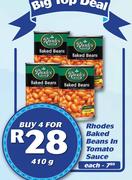 Rhodes Baked Beans In Tomato Sauce-4X410g