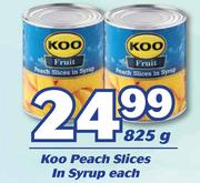 Koo Peach Slices In Syrup-825g Each
