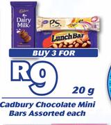 Cadbury Chocolate Mini Bars Assorted-3X20g Each