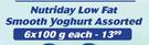 Nutriday Low fat Smooth Yoghurt Assorted-6 x 100g Each