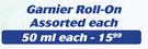 Garnier Roll-On Assorted-50ml Each