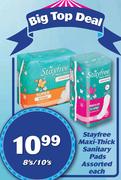 Stayfree Maxi-Thick Sanitary Pads Assorted-8's/10's Each