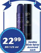 Yardley Body Spray Assorted-90/125ml Each