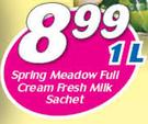 Spring Meadow Full Cream Fresh Milk Sachet-1Ltr