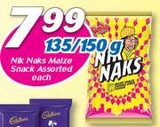 Nik Naks Maize Snack-135/150g Each