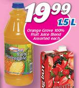 Orange Grove 100% Fruit Juice Blend-1.5Ltr Each