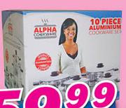 Alpha 10 Piece Aluminium Polished Pot Set