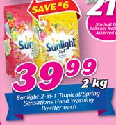 Sunlight 2-In-1 Tropical/Spring Sensations Hand Washing Powder-2kg Each