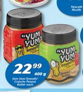 Yum Yum Smooth Crunchy Peanut Butter-400g Each