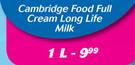 Cambridge Food Full Cream Long Life Milk-1Ltr