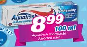 Aquafresh Toothpaste-100ml Each