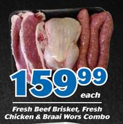 Fresh Beef Brisket, Fresh Chicken & Braaiwors Combo-Each