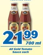 All Gold Tomato Sauce-700ml Each