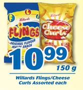 Willards Flings/ Cheese Curls-150g Each