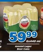 Amstel Lager Beer Cans-6x440ml