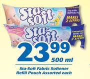 Sta Soft Fabric Softener Refill Pouch-500ml Each