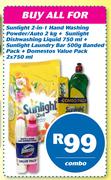 Sunlight 2 In 1 Hand Washing Powder/ Auto 2kg-Combo