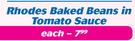 Rhodes Baked Beans In Tomato Sauce-410g Each