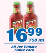 All Joy Tomato Sauce-750ml Each
