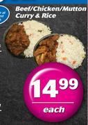 Beef/ Chicken/ Mutton Curry & Rice-Each