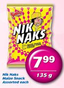 Nik Naks Maize Snack-135g Each