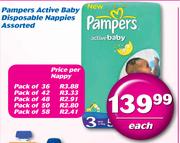 Pampers Active Baby Disposable Nappies-Each
