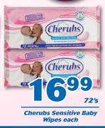 Cherubs Sensitive Baby Wipes-72's Each