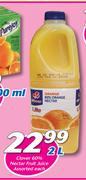 Clover 60% Nectar Fruit Juice-2Ltr Each