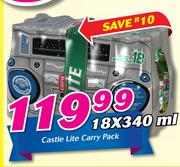 Castle Lite Carry Pack-18x340ml