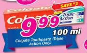 Colgate Toothpaste (Triple Action Only)-100ml
