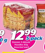 Eezee 3 Minute Noodles Assorted-5 x 65g Each