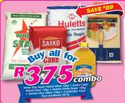 White Star Super Maize Meal-10Kg+Sasko cake Wheat Flour-10Kg+Huletts White Sugar 10Kg Combo