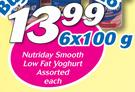 Nutriday Smooth Low Fat Yoghurt Assorted-6 x 100g