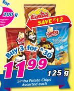 Simba Potato Chips Assorted-125g Each