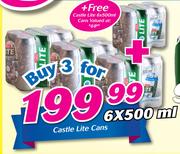 Castle Lite Cans-3 x 6 x 500ml Free Castle Lite Cans-6 x 500ml