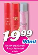 Revlon Deodorant Spray Assorted-90ml Each