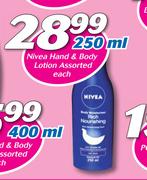 Nivea Hand & Body Lotion Assorted-250ml Each