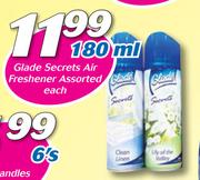 Glade Secrets Air Freshener  Assorted-180ml Each