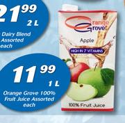 Orange Grove 100% Fruit Juice Assorted-1Ltr Each