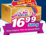 Rama Original 70% Fat Spread Brick-3 x 500g