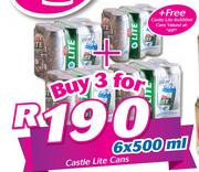 Castle Lite Cans-3 x 6 x 500ml Free Castle Lite Cans-6 x 500ml