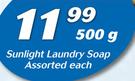 Sunlight Laundry Soap Assorted-500g Each