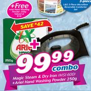 Magic Steam & Dry Iron(MSI-600) + Ariel Hand Washing Powder-250g Combo