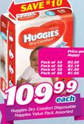 Huggies Dry Comfort Disposable Nappy Pack Of 44-Per Nappy