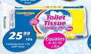 Cambriidge Food 1 Ply Toilet Tissue-10's