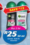 Garnier Roll On Assorted-2 x 50ml
