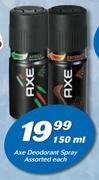 Axe Deodorant Spray Assorted-150ml Each