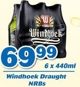 Windhoek Draught NRB's-6 x 440ml