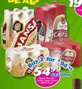 Hansa Pilsener/Castle Lager Cans/NRB’s-6x330ml Each